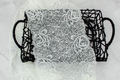 White and Cream Stretch Lace Trim Scrap Pack Scrap Bundle 6 pieces of 1-2 yards each SPK00122