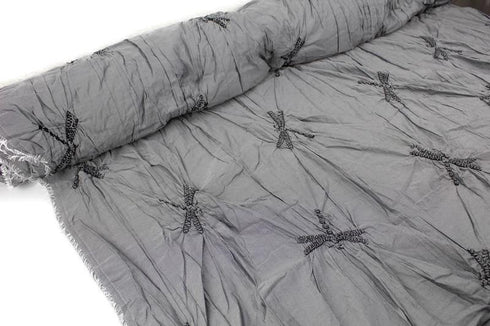 Gray Crinkled Dragon Fly Woven Designer Fabric by the yard LWW00203R