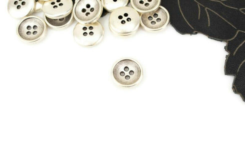 15mm Antique Silver Metal Buttons 10 Pieces