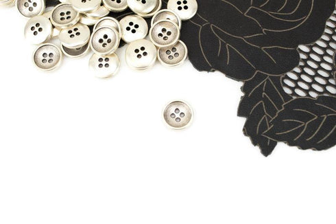 15mm Antique Silver Metal Buttons 10 Pieces