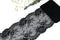 Black Wide Floral Stretch Lace Trim Remnant 2.5 yards