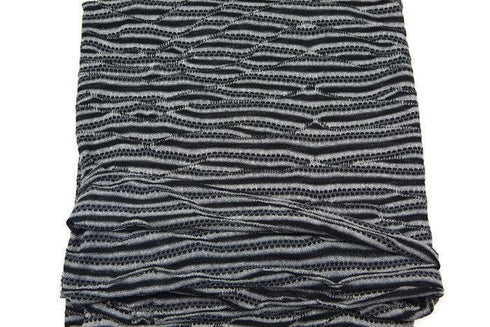 Black Gray Wavy Stripe Open Weave Sweater Knit Fabric 1 Yard and 22 Inches