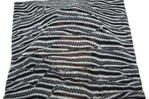 Black Gray Wavy Stripe Open Weave Sweater Knit Fabric 1 Yard and 22 Inches