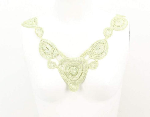 Light Green Lace Appliqué with Circular Designs and Sequins APP00081