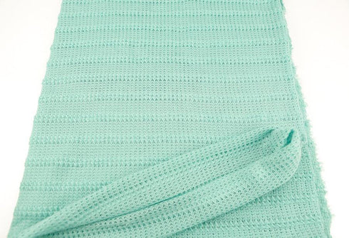 Mint Green Stripe Open Weave Sweater Knit Fabric by the yard Extra Wide