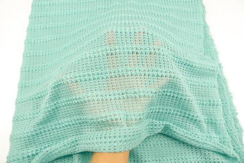Mint Green Stripe Open Weave Sweater Knit Fabric by the yard Extra Wide