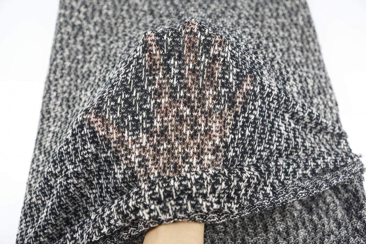 Heather Black and Cream Open Weave Sweater Knit Fabric by the Yard Extra Wide OSK00073 - Felinus Fabrics