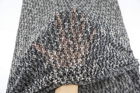 Heather Black and Cream Open Weave Sweater Knit Fabric Remnant 2.75 yards