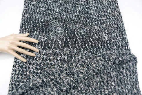 Heather Black and Cream Open Weave Sweater Knit Fabric Remnant 2.75 yards
