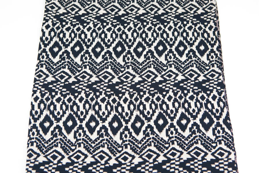 Tribal Black and White Sand Challis Woven Fabric 2 Pieces that Total 1 Yard and 29 Inches