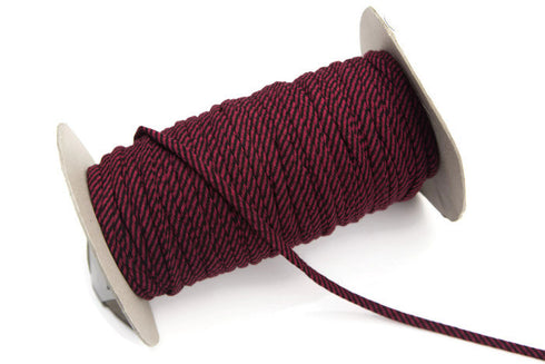 Red and Black Stripe Knit Jersey Trim Spaghetti Straps Hollow Tube Tubular Trim 1/4 Inch Width 10 yards ATN00159