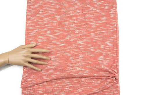 Heather Muted Coral Pink and Off White Open Weave Sweater Knit Fabric 1.5 yards OSK00397