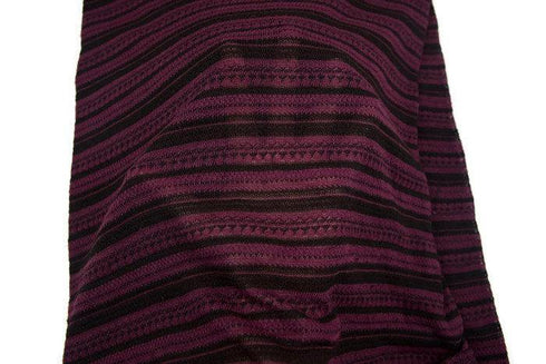 Burgundy and Black Fancy Stripe Open Weave Sweater Knit Fabric 1 Yard and 17 Inches
