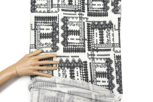 Boho Black and Off White Knit Fabric by the Yard
