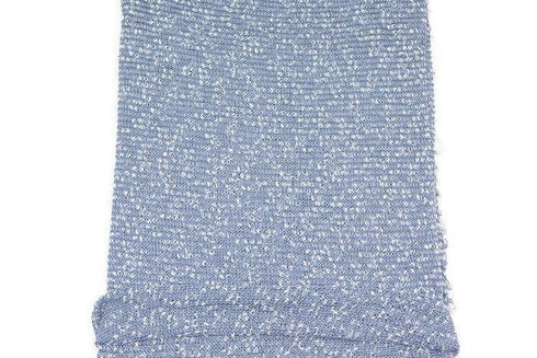 Blue and White Boucle Fancy Open Weave Sweater Knit Fabric by the yard