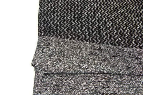 Black and Metallic Silver Chevron Zig Zag Stripe Jacquard Sweater Knit Fabric 1 yard and 14 inches Extra Wide