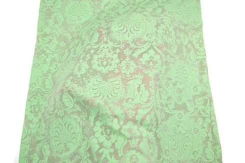Light Green Damask Burnout Out Knit Jersey Fabric 41 Inches Length PDK00205