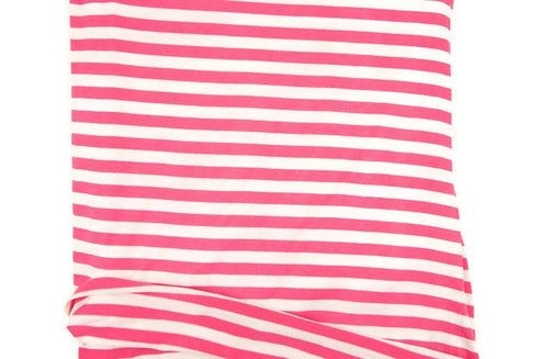 Pink and cream Stripe Knit Jersey Fabric 1 yard and 20 inches STK00184