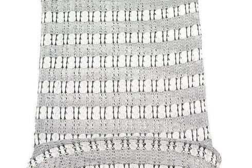 Black and Off White Fancy Stripe Open Weave Sweater Knit Fabric by the yard