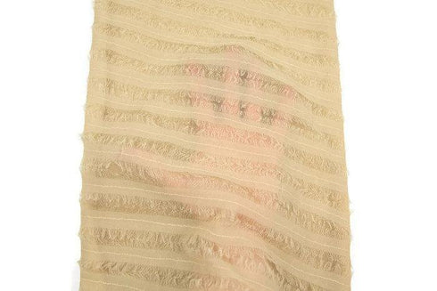 Light Caramel Silk Chiffon Diagonal Stripe on Mesh Fabric 1 Yard and 13 Inches LWW00152
