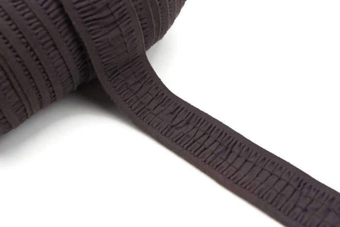 Brown Gathered Elastic Trim Rusched Elastic band Trim 30 inches length - Felinus Fabrics