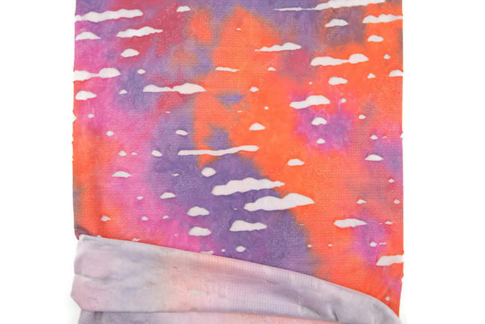 Pink Purple Orange Deconstructed Distressed Post Apocalyptic Knit Fabric 31 inches length