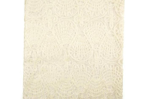 Cream Fancy Embroidered Mesh with Glitter Fabric 34 inches length LMS00135