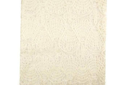 Cream Fancy Embroidered Mesh with Glitter Fabric by the yard LMS00136R