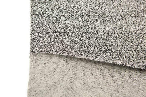 Gray and Black Speckled Stripe Reversible Medium Weight French Terry Knit Fabric by the yard FTK00440R