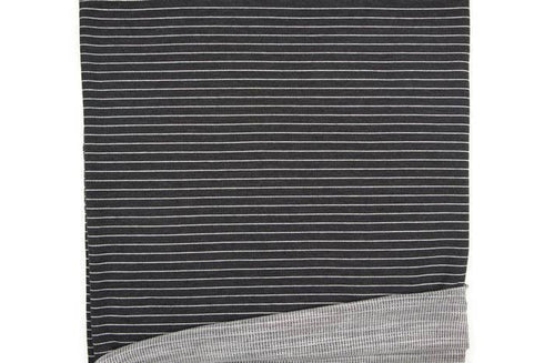 Gray and Off White Stripe Double Face Knit Fabric by the yard Extra Wide STK00217R