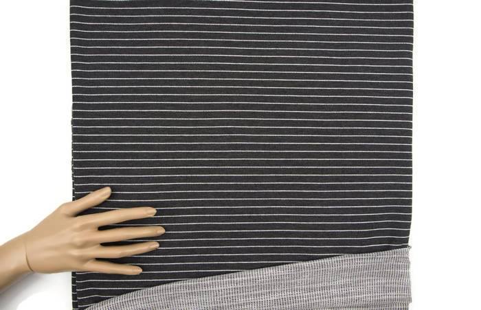 Gray and Off White Stripe Double Face Knit Fabric by the yard Extra Wide STK00217R - Felinus Fabrics