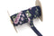 Navy and Lavender Floral Print Chiffon Flat Trim Ribbon Straps Hollow Tube Tubular two pieces that total 8.5 yards ATN00516