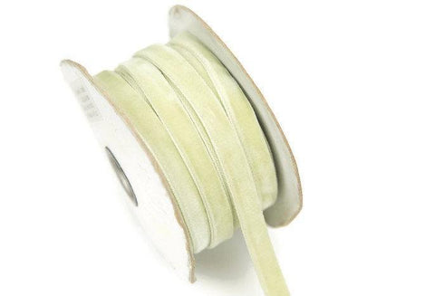 Light Green Velvet Ribbon Trim 3/8 Inch Width 9 yards Remnant