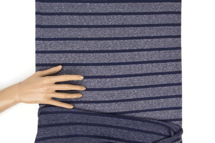 Heather Blue Stripe Baby French Terry Knit Fabric by the yard Extra Wide FTK00571R - Felinus Fabrics