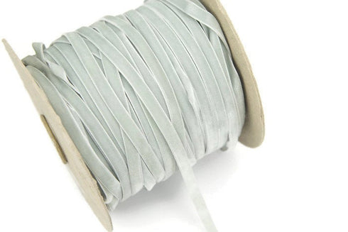 Muted Light Seafoam Light Gray Velvet Ribbon Trim 3/8 Inch Width 10 yards ATN00552