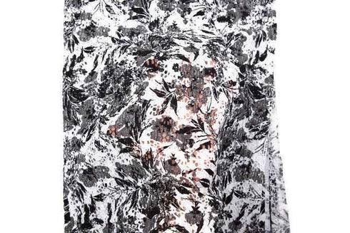 Black and Off White Floral Stretch Lace Fabric 43 inches length
