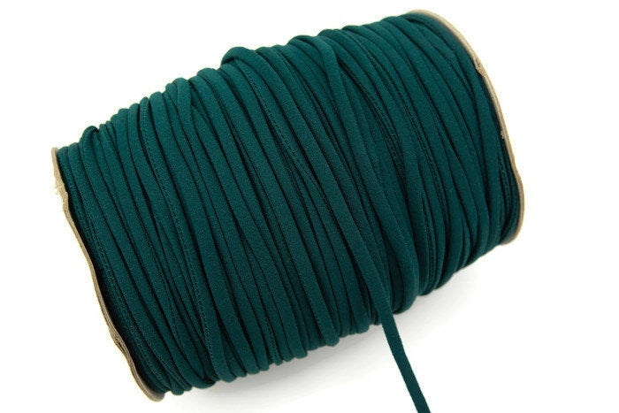 Green Stretch Crepe Polyester Spandex Trim Spaghetti Straps Hollow Tube Tubular Trim 22 yards