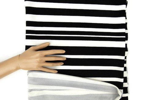 Black and Off White Stripe Cloque Ponte Knit 1 yard and 14 inches