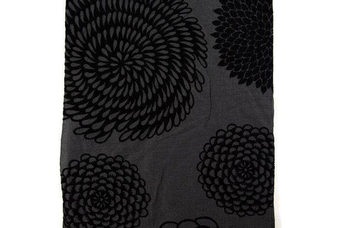 Black Fancy Floral Organza Like Flocked Light Weight Woven Fabric by the yard LWW00193