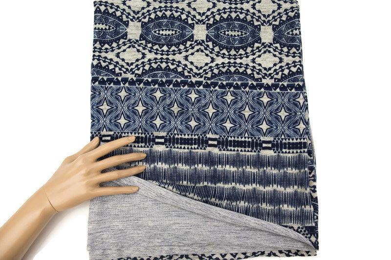 Navy and Off White Boho Star Print Brushed Sweater Knit Fabric 1 yard and 16 inches OSK00910 - Felinus Fabrics