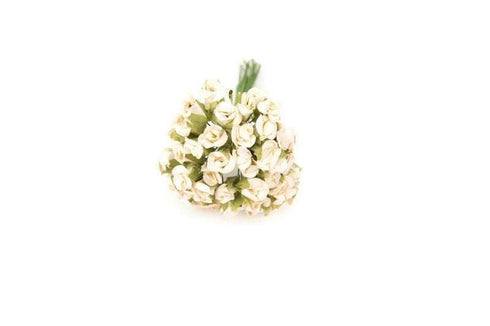 Mini Off White and Pale Pink Paper Flowers Tiny Paper Flowers 48 Pieces NTN00004