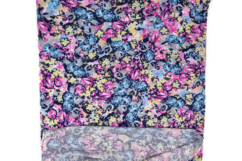 Pink and Blue Floral Print Knit Jersey Fabric 1 yard PDK00556