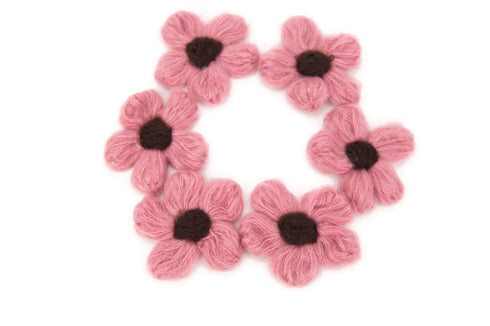 Pink and Brown Flower Knit Crochet 6 Pieces for Newborn Headbands Toddlers Accessories Doll Clothing NTN00008