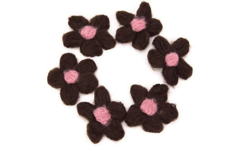 Brown and Pink Flower Knit Crochet 6 Pieces for Newborn Headbands Toddlers Accessories Doll Clothing