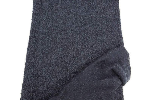Black and Prussian Blue Boucle Tweed Woven Fabric by the yard