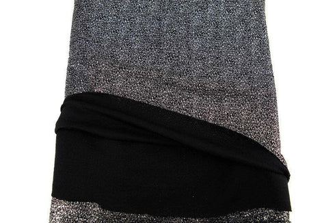 Metallic Silver Black Crinkle Double Face Knit Fabric by the yard PDK00600