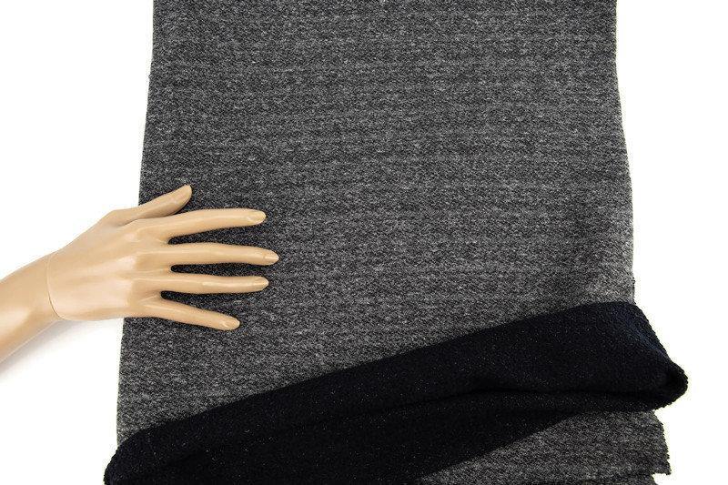 Heather Gray and Black French Terry Fabric Medium Weight by the yard FTK00716R - Felinus Fabrics