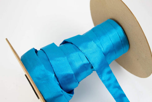 Blue Wide Satin Trim Wide Spaghetti Straps Hollow Tube Tubular 15 yards Remnant