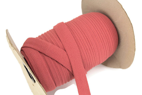 Terra Cotta Blush Crepe Knit Polyester Trim Spaghetti Straps Hollow Tube Tubular Trim Remnant 14 yards ATN0081