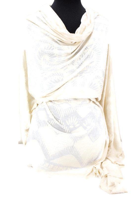 Pale Nude Cream Burnout Out Knit Jersey Fabric by the yard PDK00603R - Felinus Fabrics